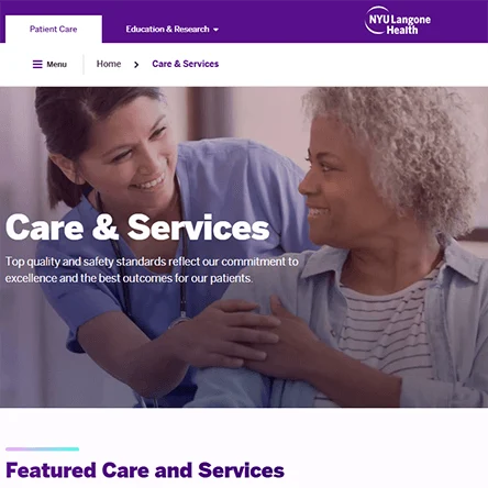 NYU Langone website in Eagleye Digital portfolio